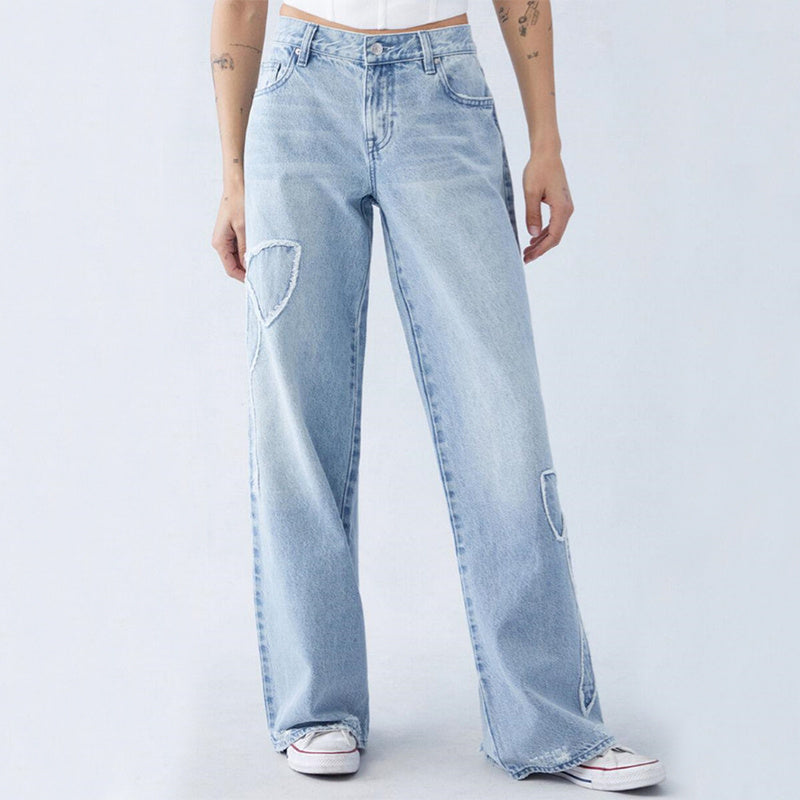 Jeans Baggy brodés papillon