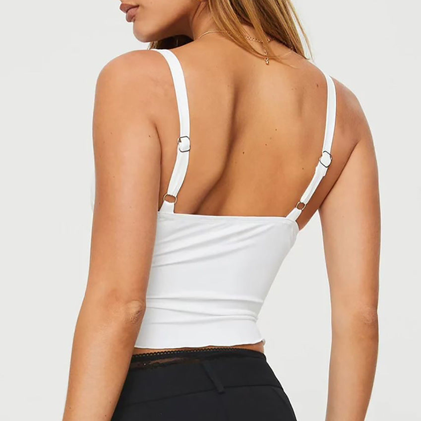 Crop top bretelles twist frontal élégant