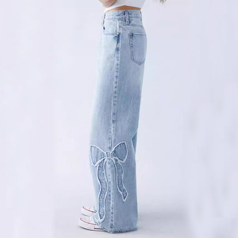 Jeans Baggy brodés papillon