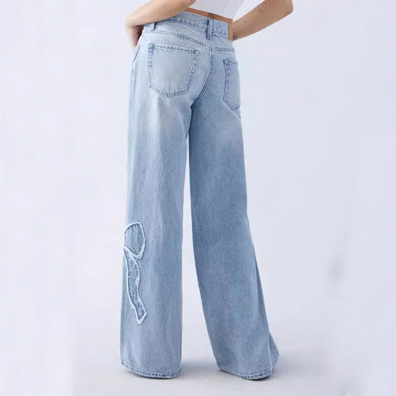 Jeans Baggy brodés papillon
