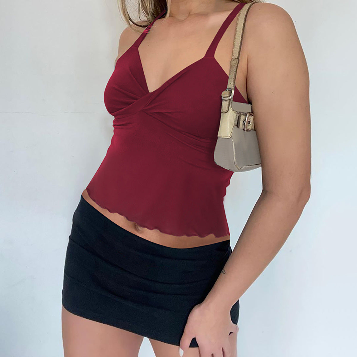 Crop top bretelles twist frontal élégant