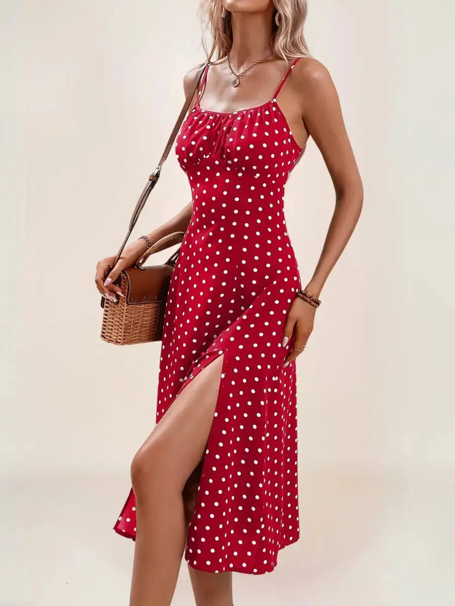 Zahra Robe Midi Bohème Rétro Pois - ComfySweet