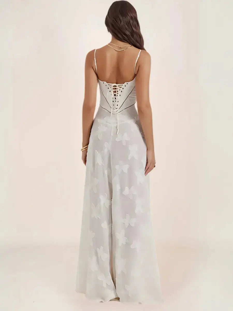 Inaya Robe Bohème Longue Corset Dos Blanche - ComfySweet