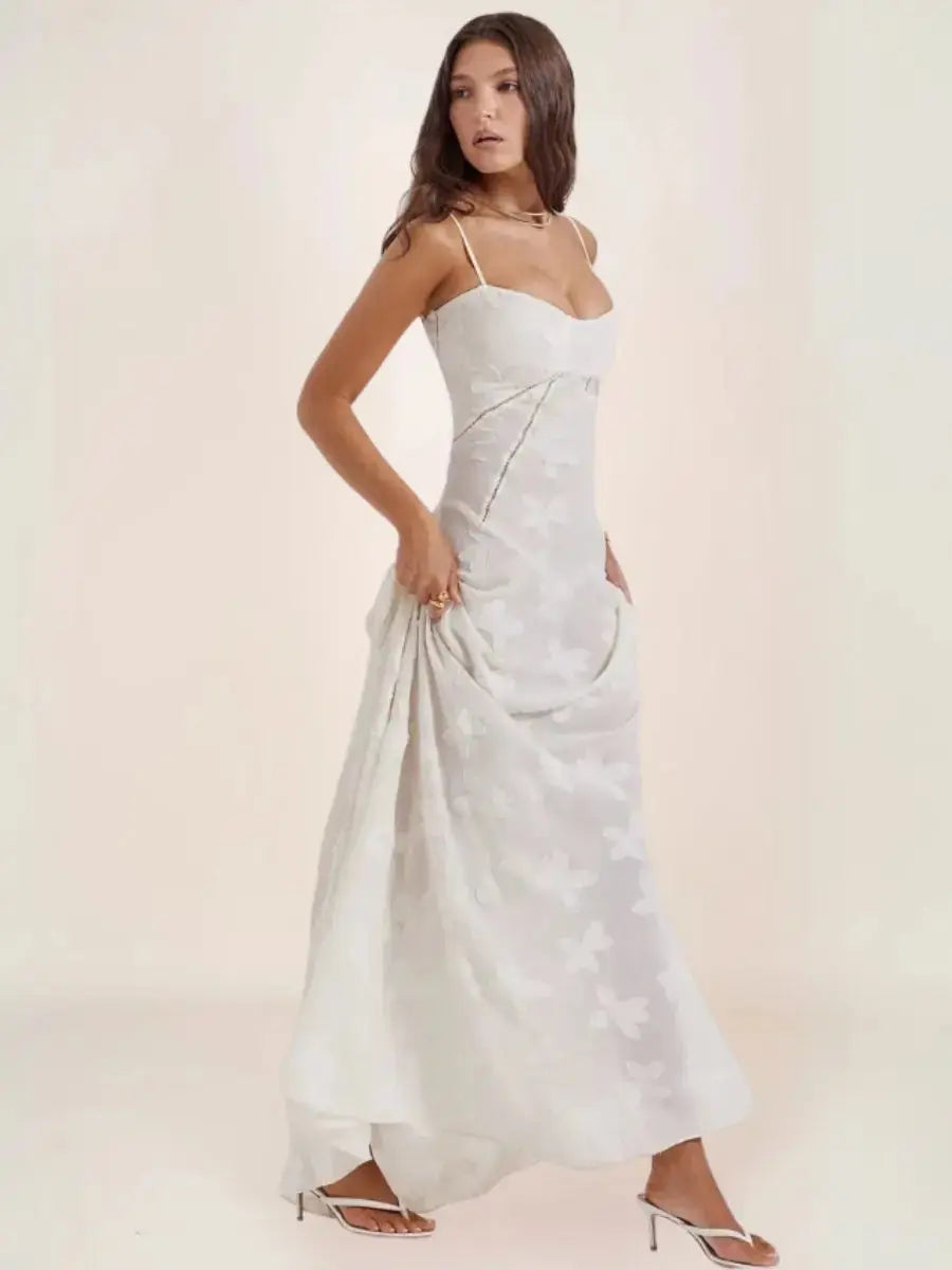 Inaya Robe Bohème Longue Corset Dos Blanche - ComfySweet