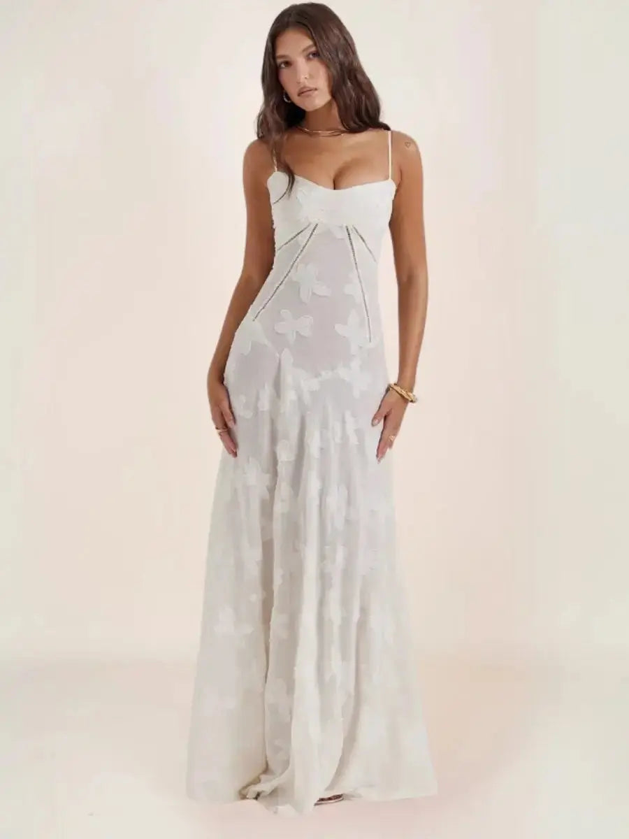 Inaya Robe Bohème Longue Corset Dos Blanche - ComfySweet