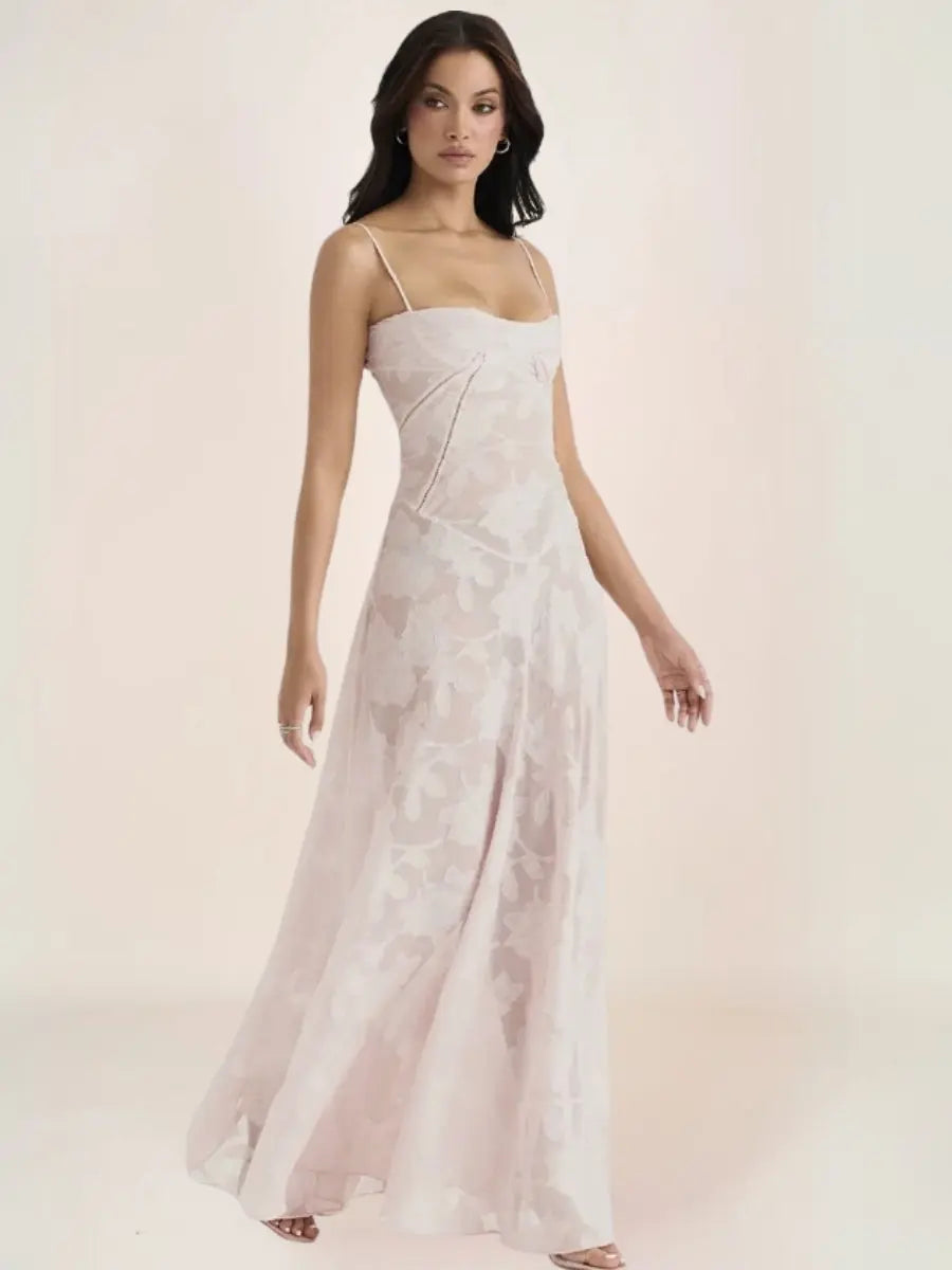 Inaya Robe Bohème Longue Corset Dos Rose - ComfySweet