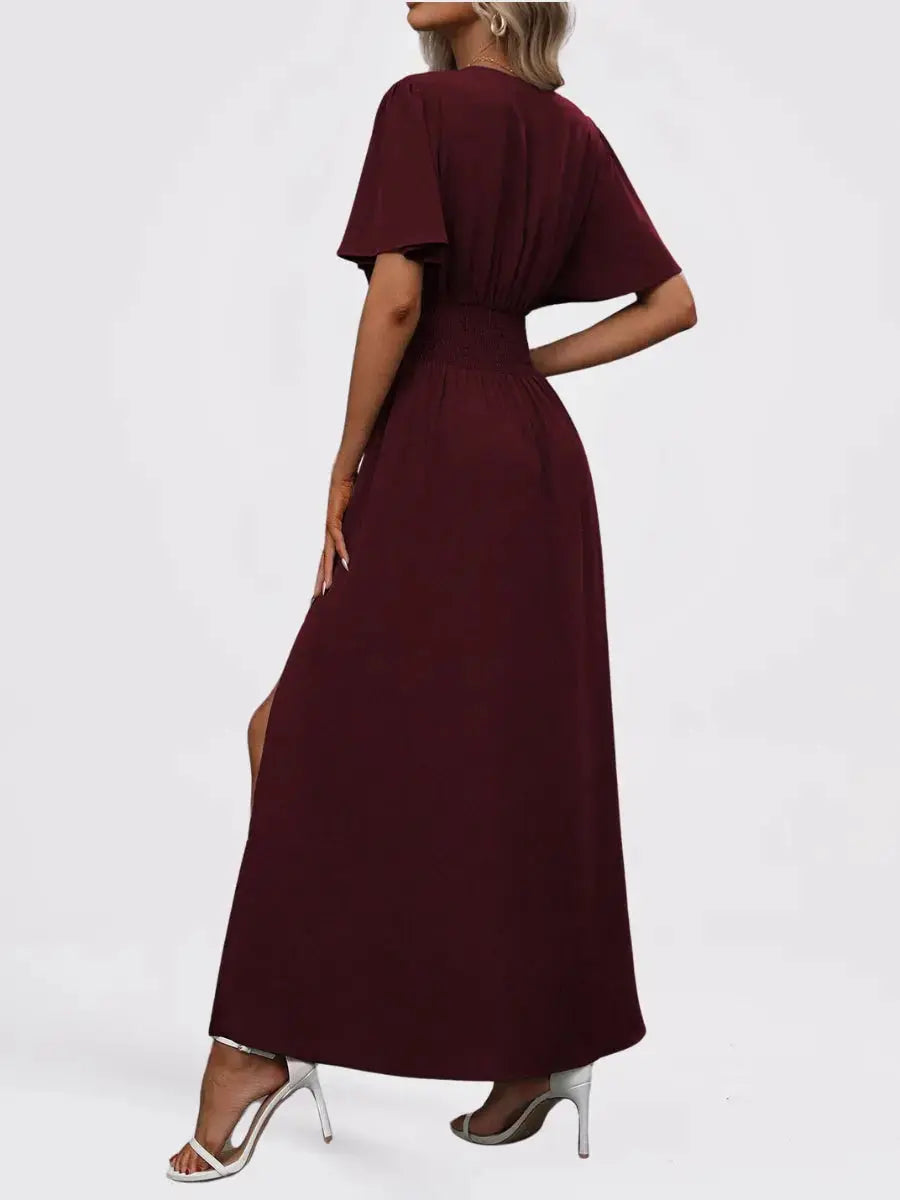 Cassiopée Robe Longue Manches Kimono Cerise - ComfySweet