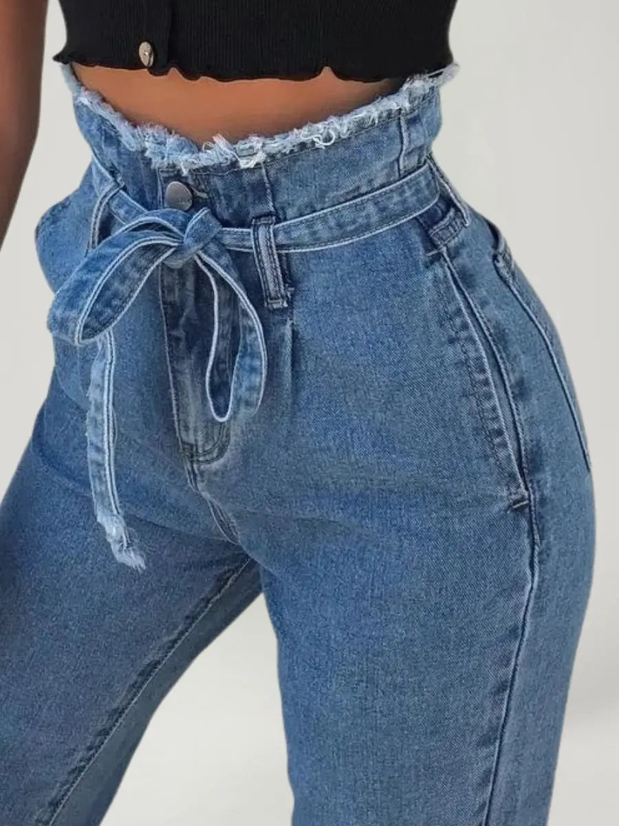 High-waisted Washed Pencil Pants Spring Sexy Temperament European And American Plus Size Denim Jeans For Women ComfySweet