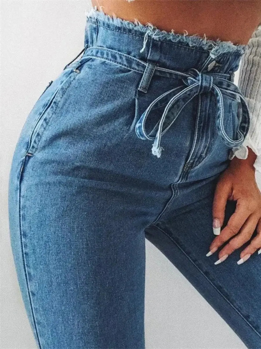 High-waisted Washed Pencil Pants Spring Sexy Temperament European And American Plus Size Denim Jeans For Women ComfySweet
