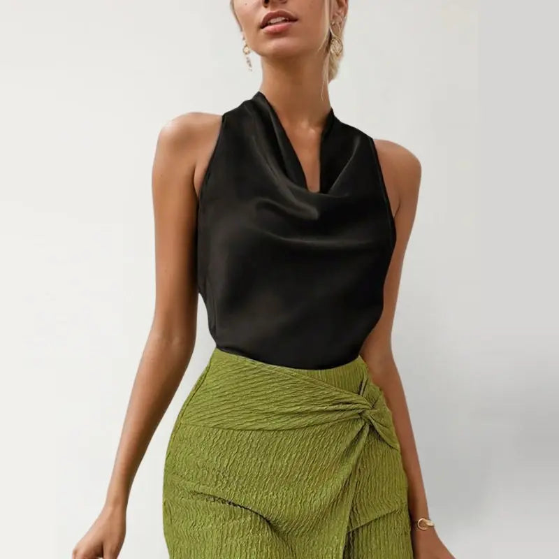 Top col bénitier au dos nœud élégant - ComfySweet