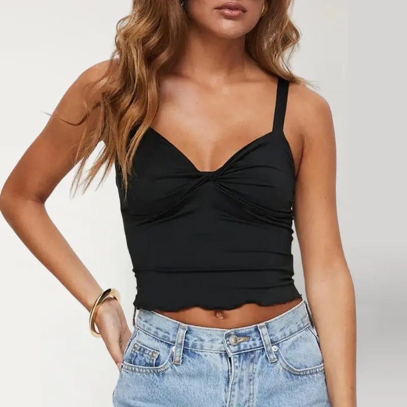 Crop top bretelles twist frontal élégant - ComfySweet