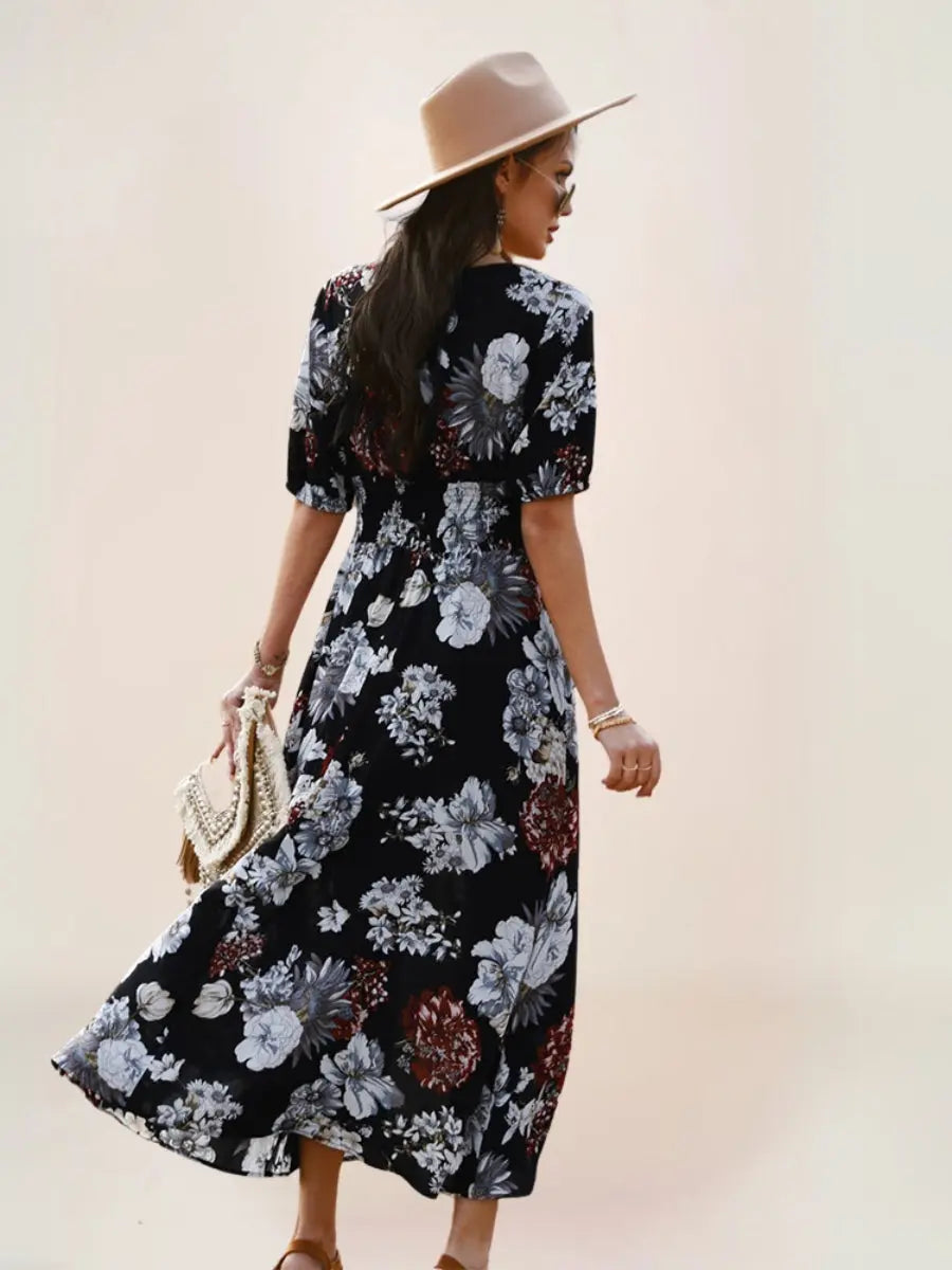 Léa Robe Midi Bohème Fleurie Décolleté - ComfySweet