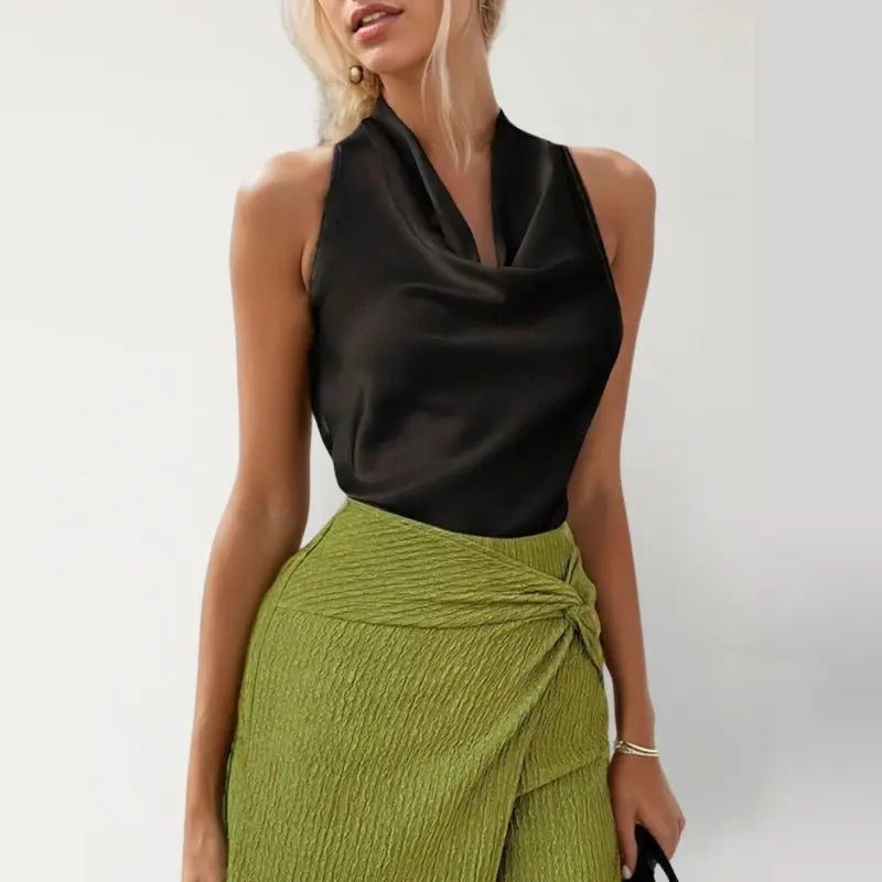 Top col bénitier au dos nœud élégant - ComfySweet