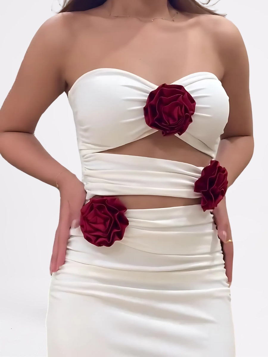 Orsina Robe Longue Bustier Fleurs