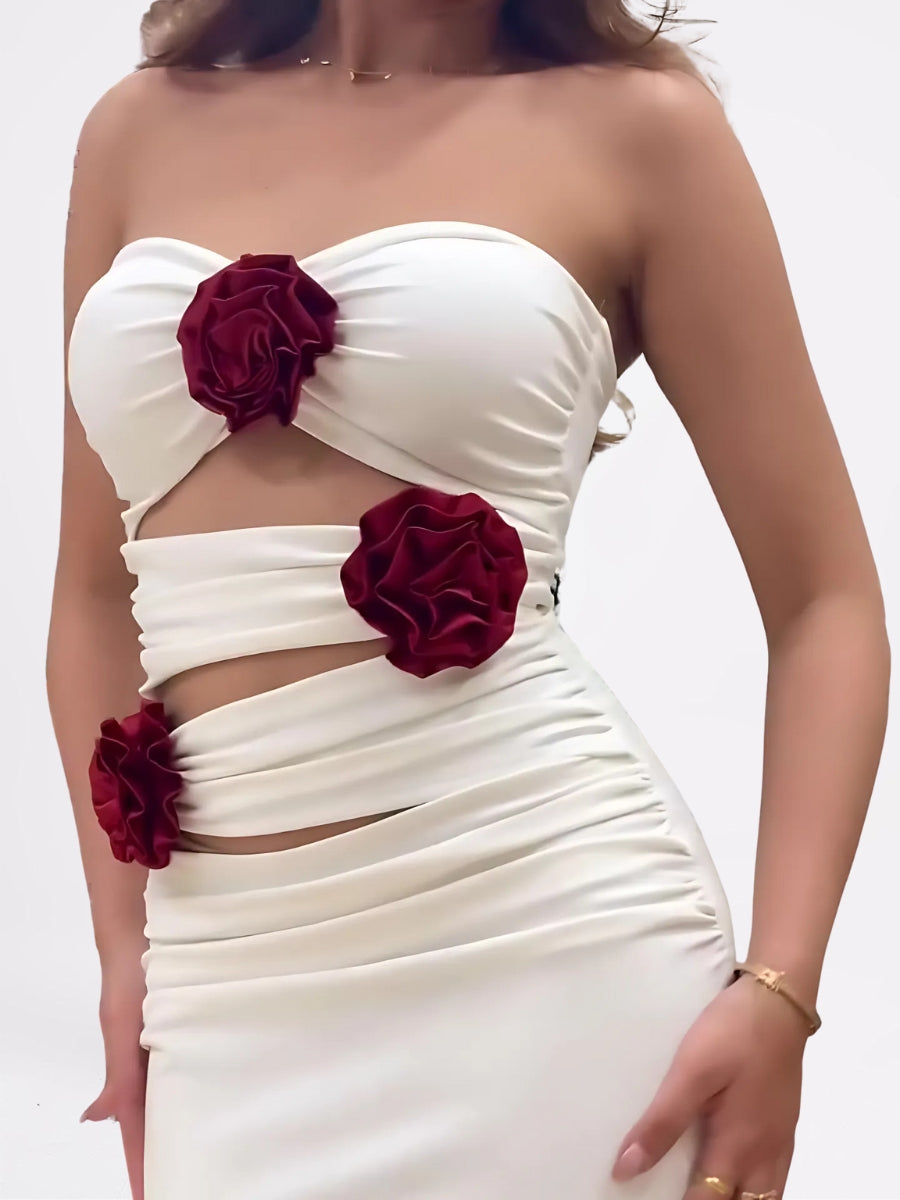 Orsina Robe Longue Bustier Fleurs