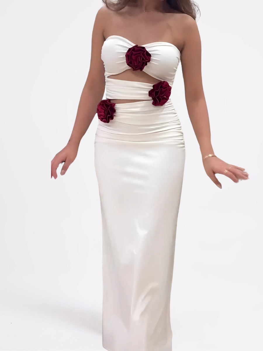 Orsina Robe Longue Bustier Fleurs