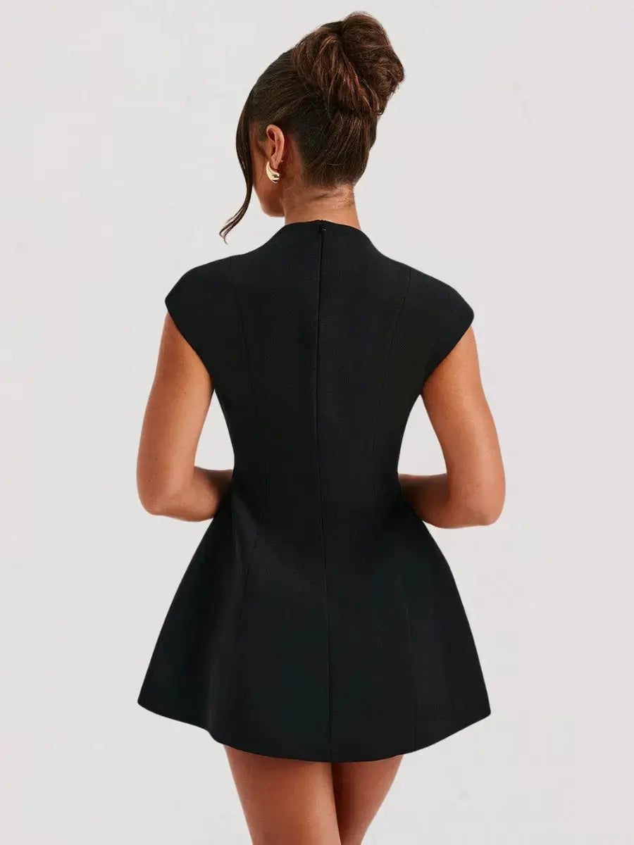 Louane Robe Mini Décolletée Sensuel Noire - ComfySweet