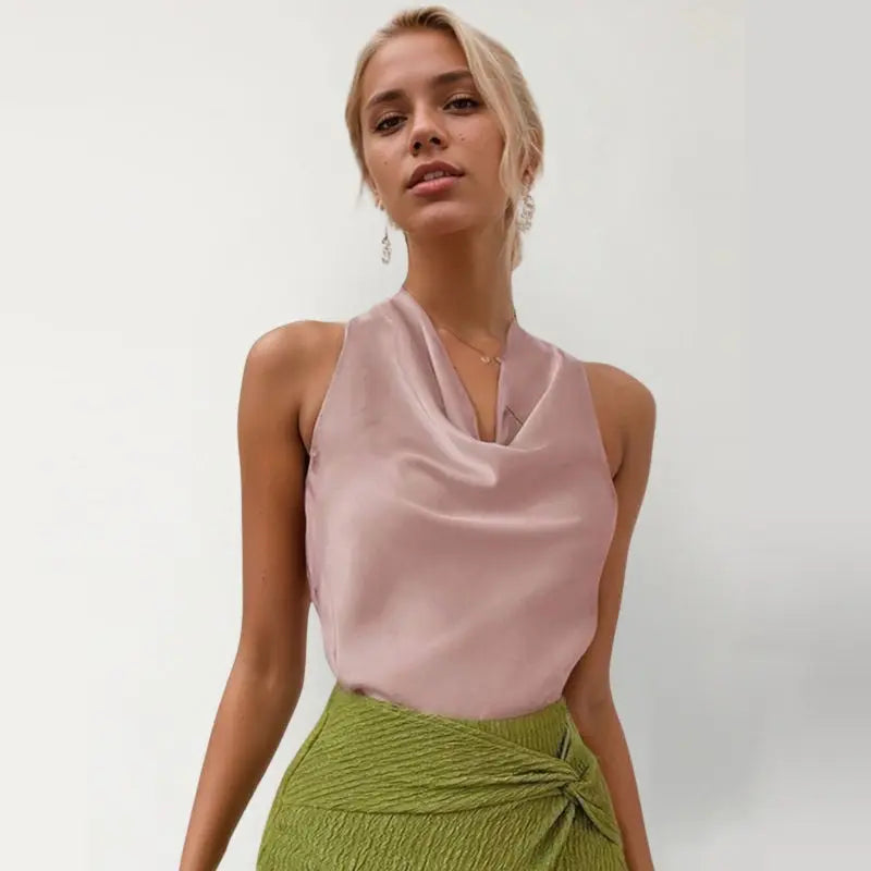 Top col bénitier au dos nœud élégant - ComfySweet