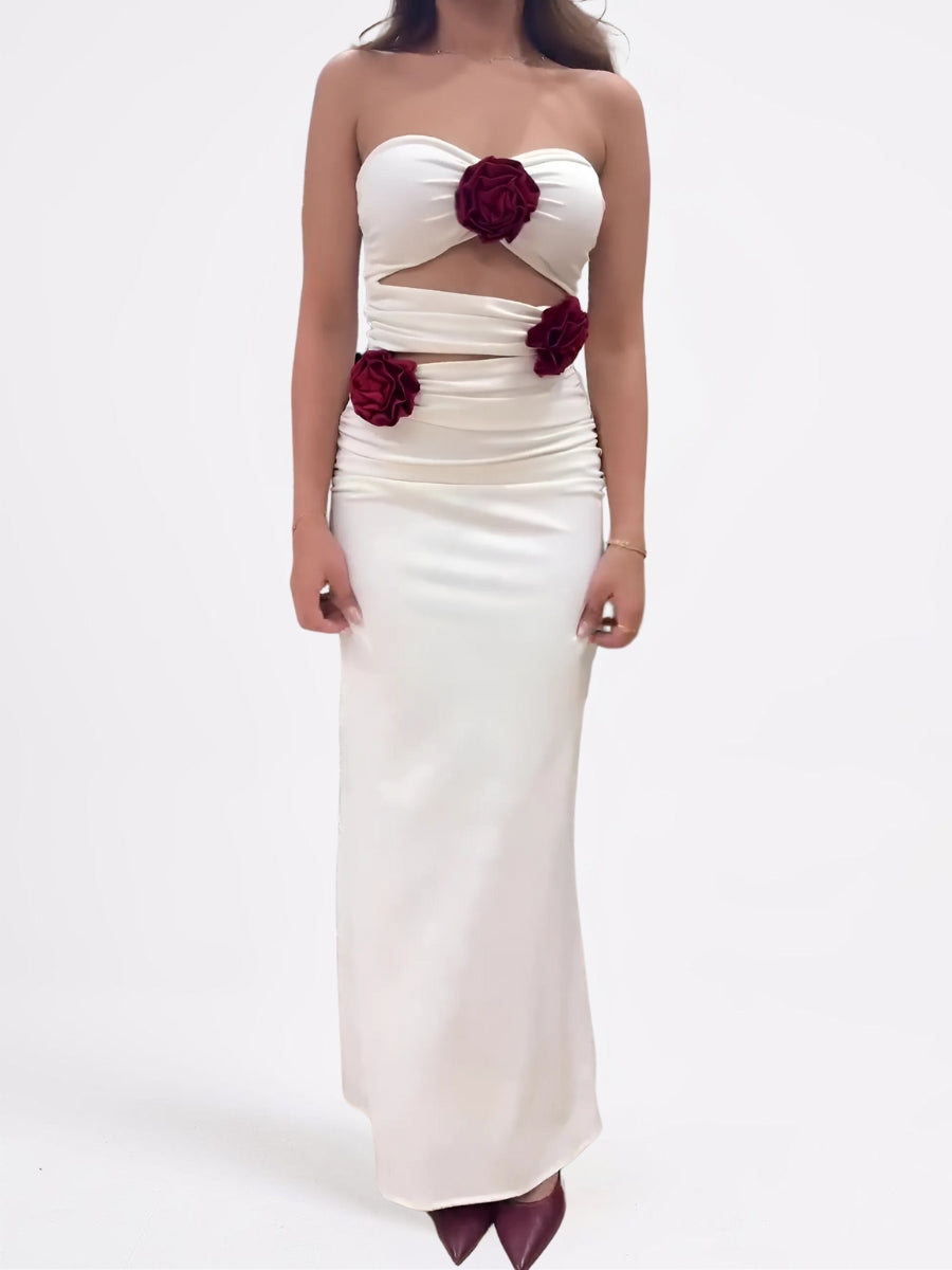 Orsina Robe Longue Bustier Fleurs