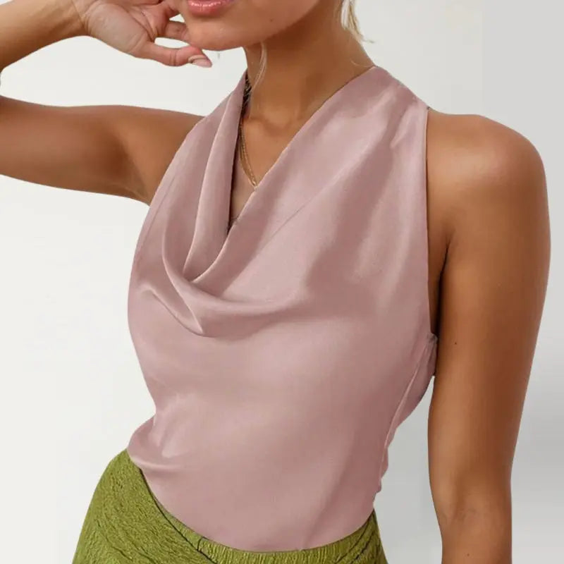 Top col bénitier au dos nœud élégant - ComfySweet