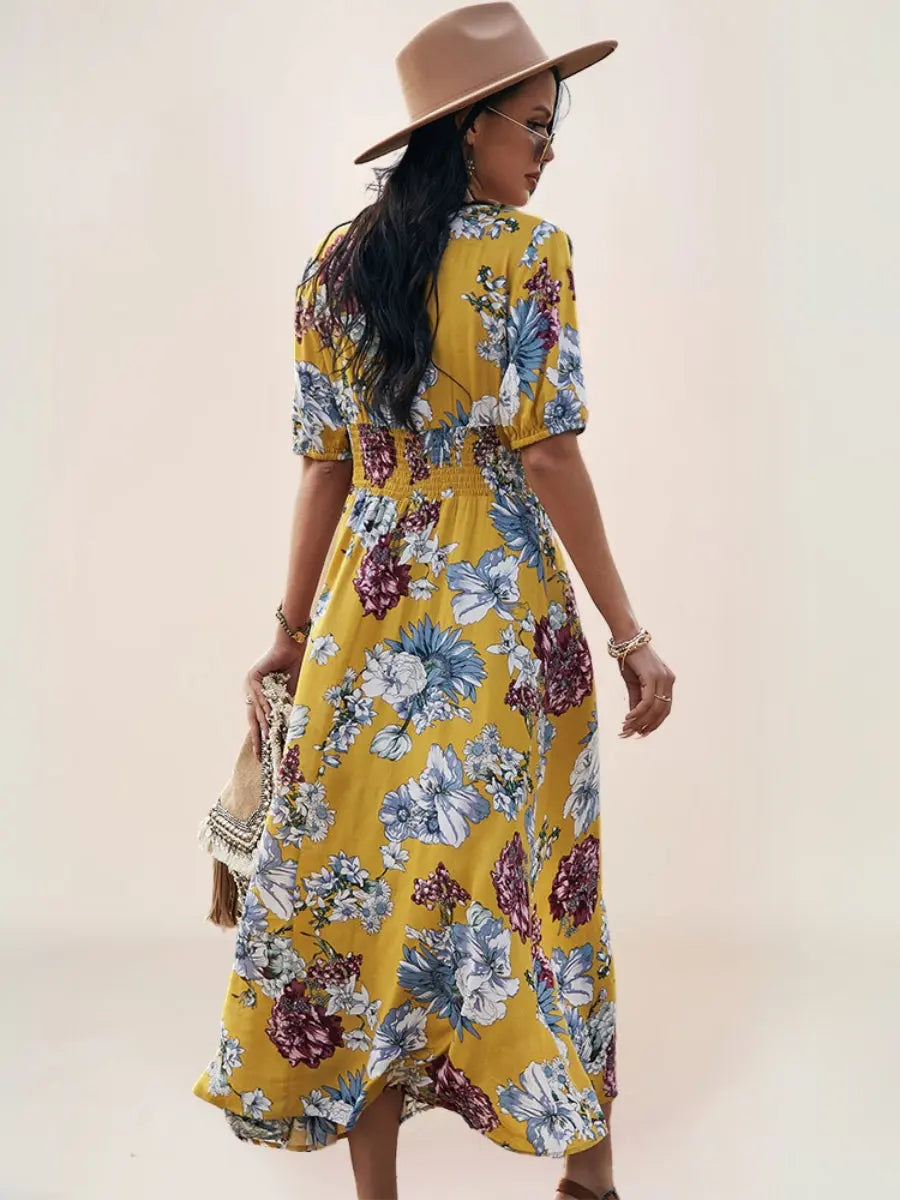 Léa Robe Midi Bohème Fleurie Décolleté - ComfySweet