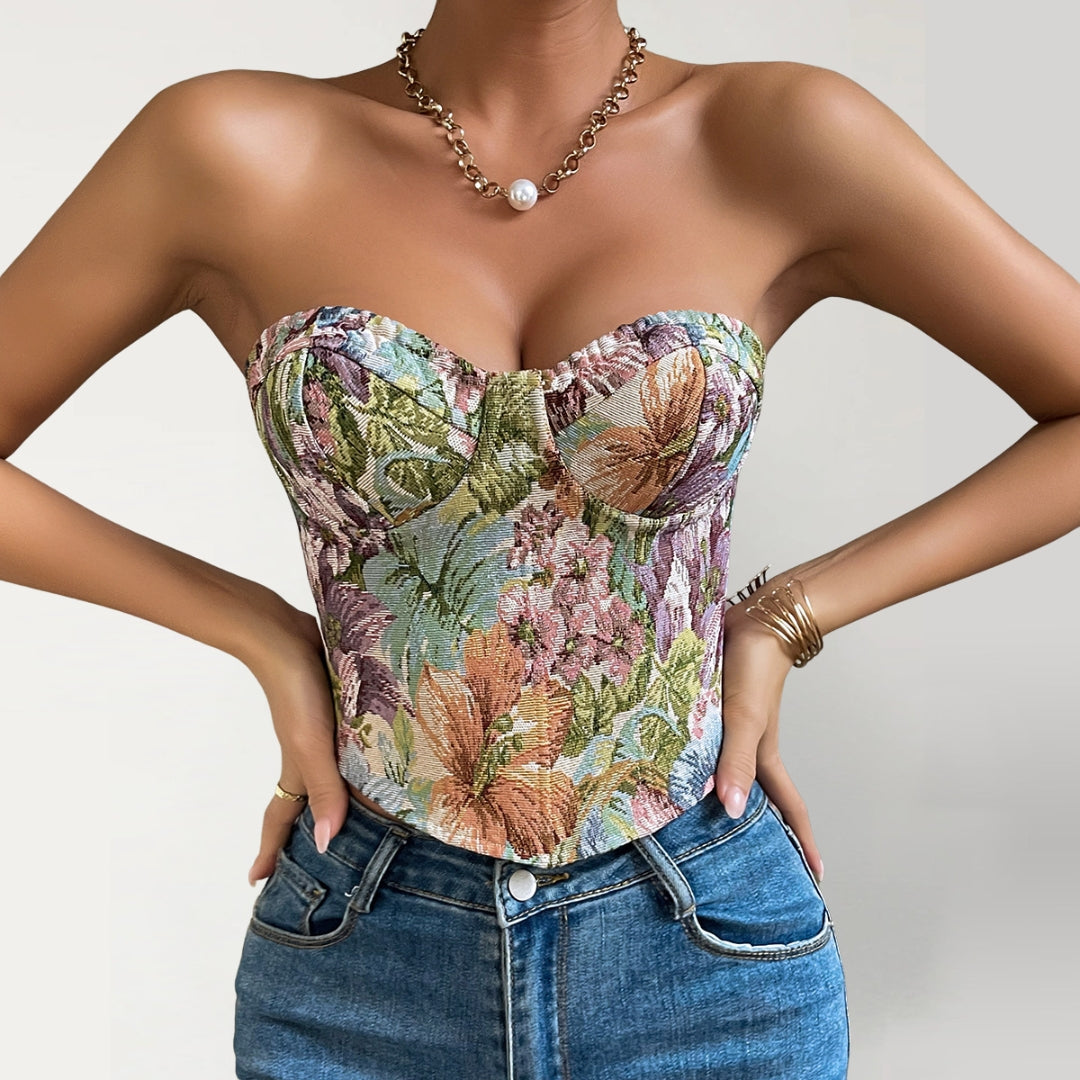 Top Corset Y2K Floral Bohème