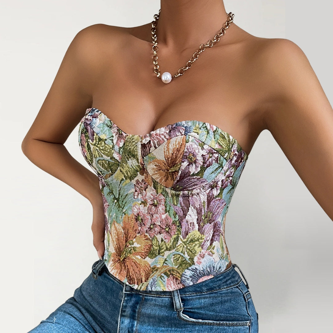 Top Corset Y2K Floral Bohème