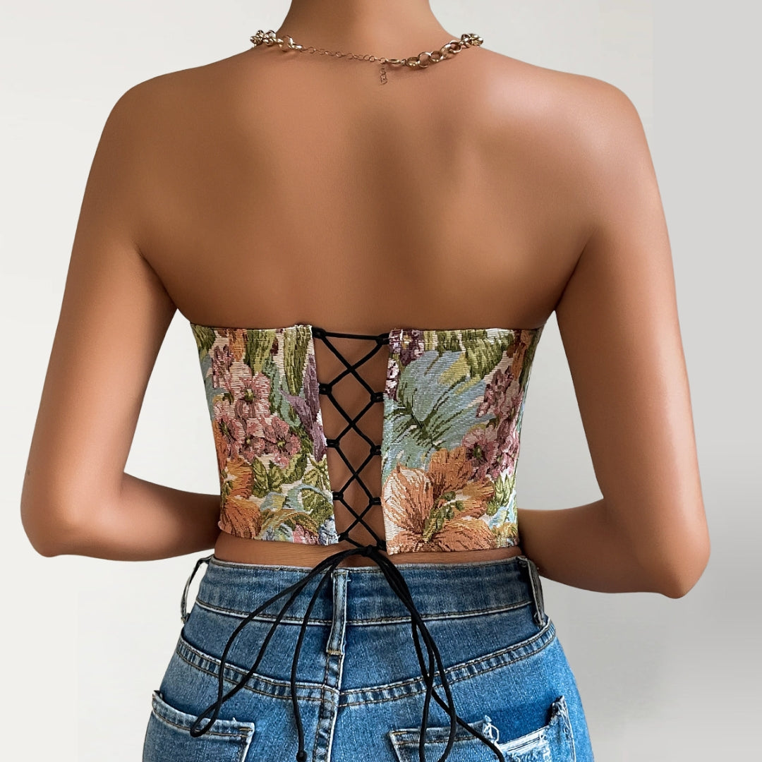 Top Corset Y2K Floral Bohème