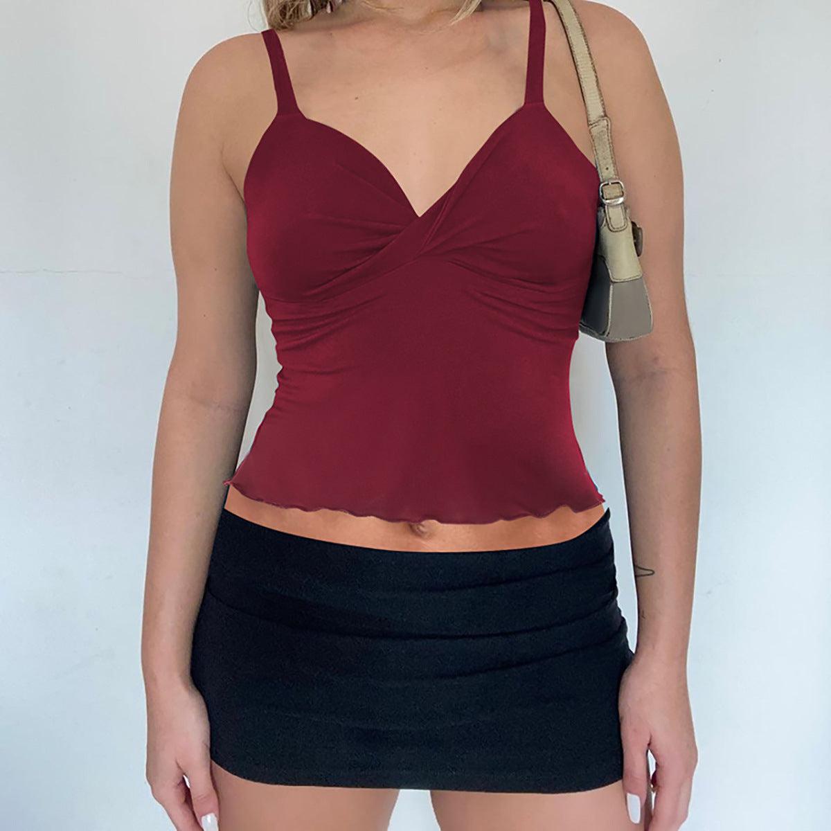 Crop top bretelles twist frontal élégant