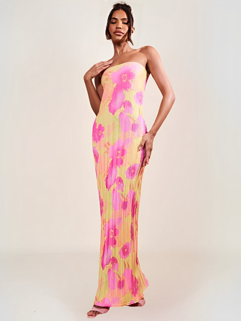 Hélia Robe Tube Bohème à Fleurs