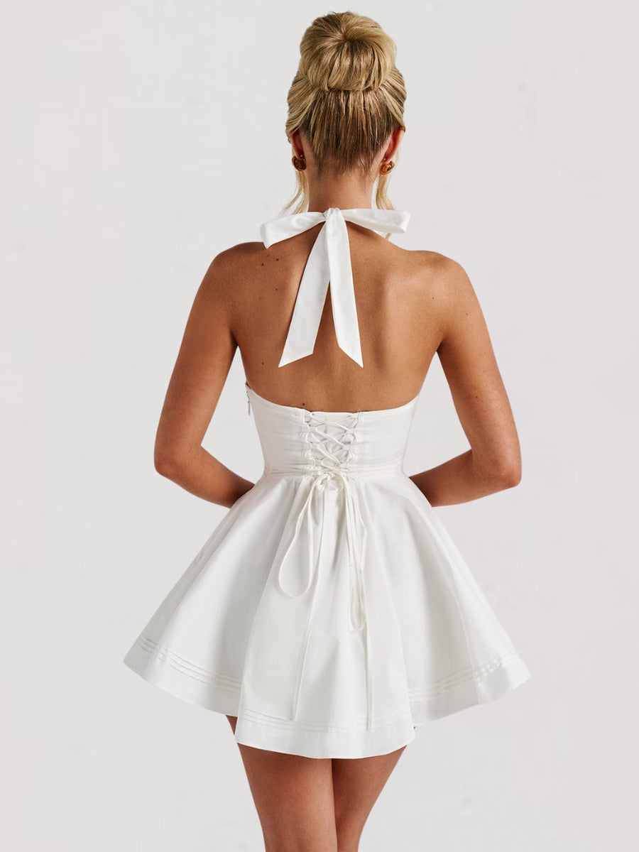 Kira Robe Courte Halter Dos Lacé