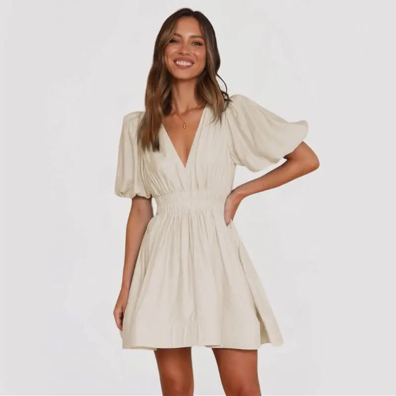 Robe d'été à manches ballons et décolleté - ComfySweet