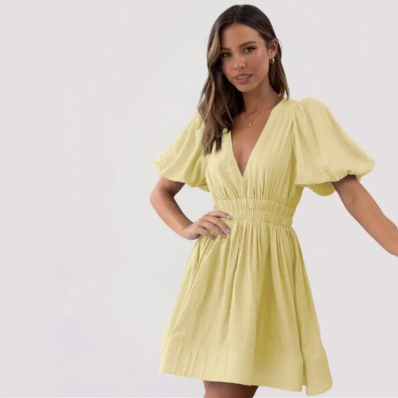 Robe d'été à manches ballons et décolleté - ComfySweet
