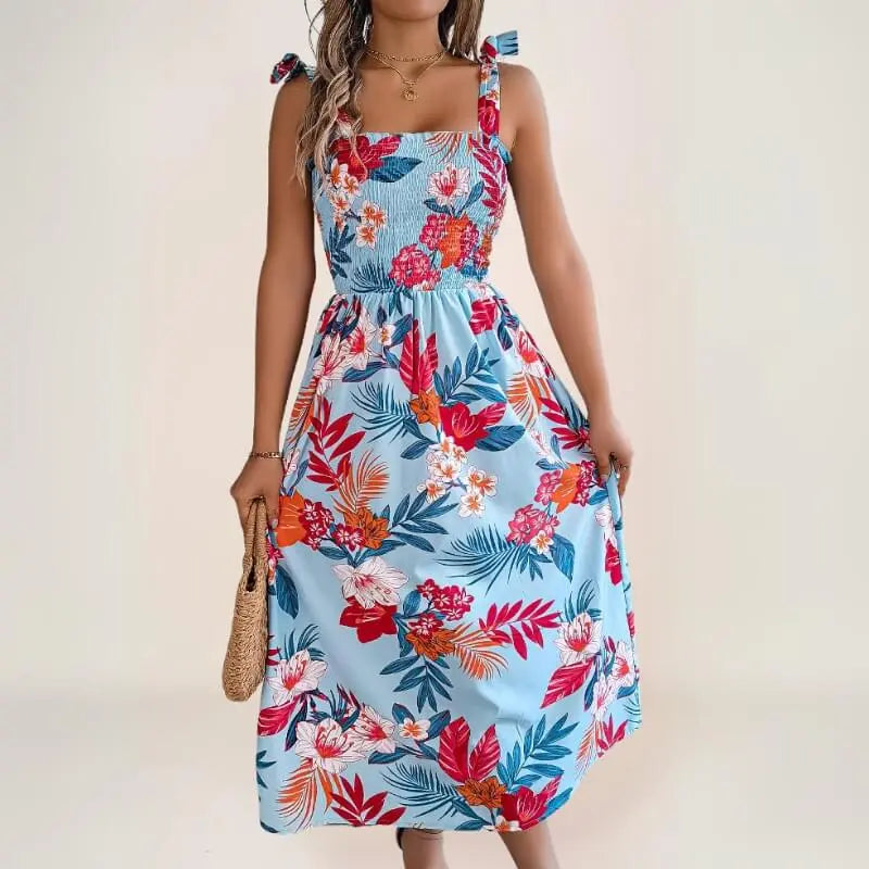 robe midi bohème à imprimé exotique - ComfySweet