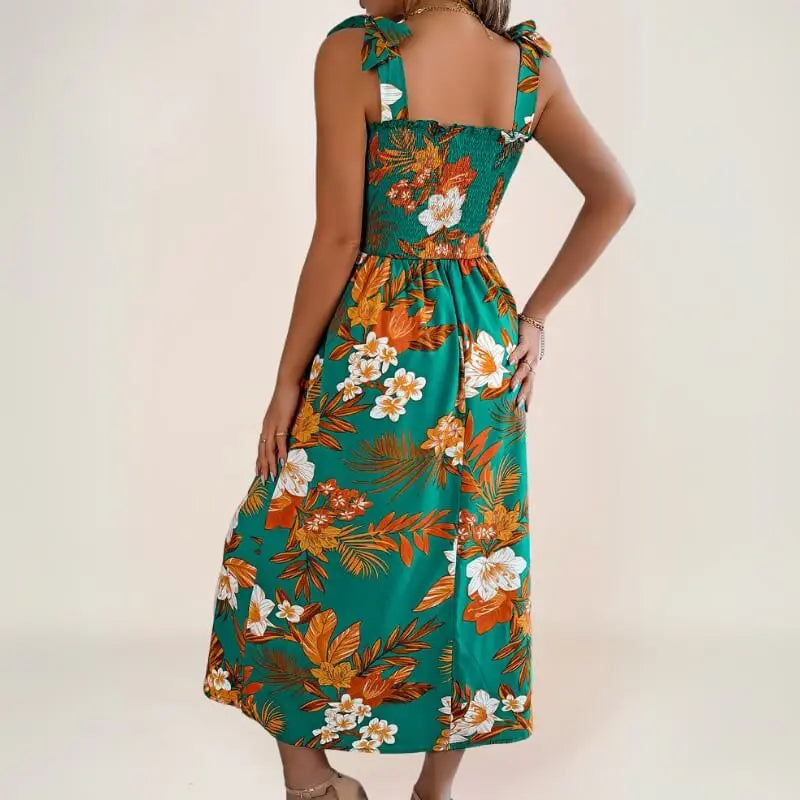 robe midi bohème à imprimé exotique - ComfySweet