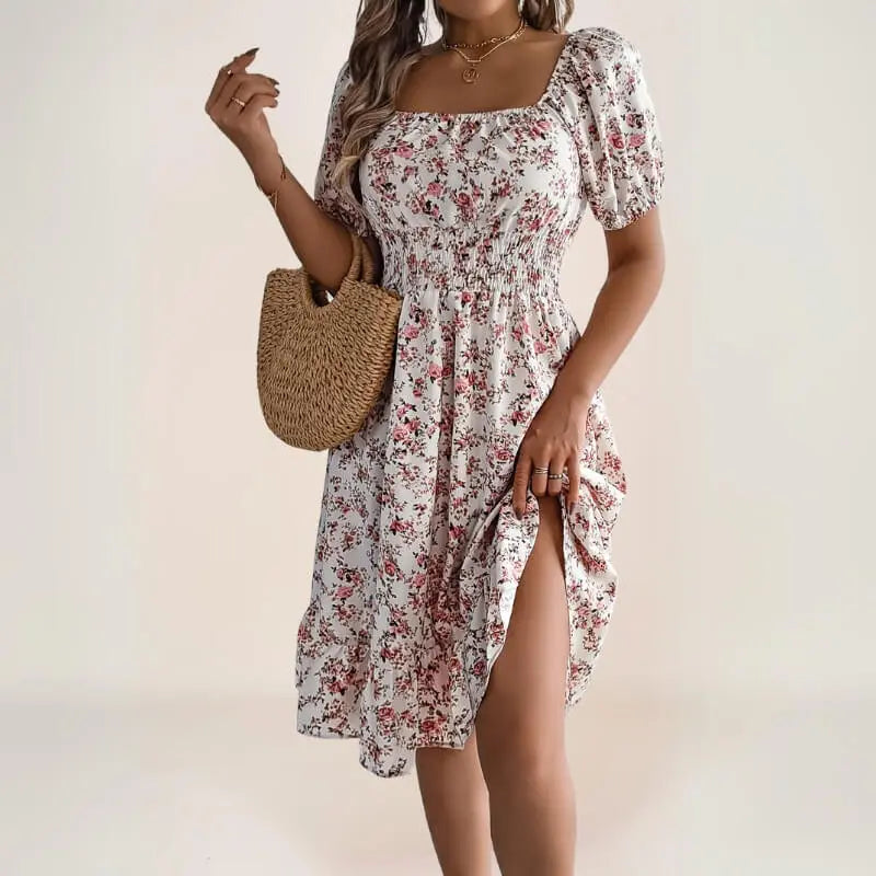 robe midi bohème à imprimé floral vintage - ComfySweet