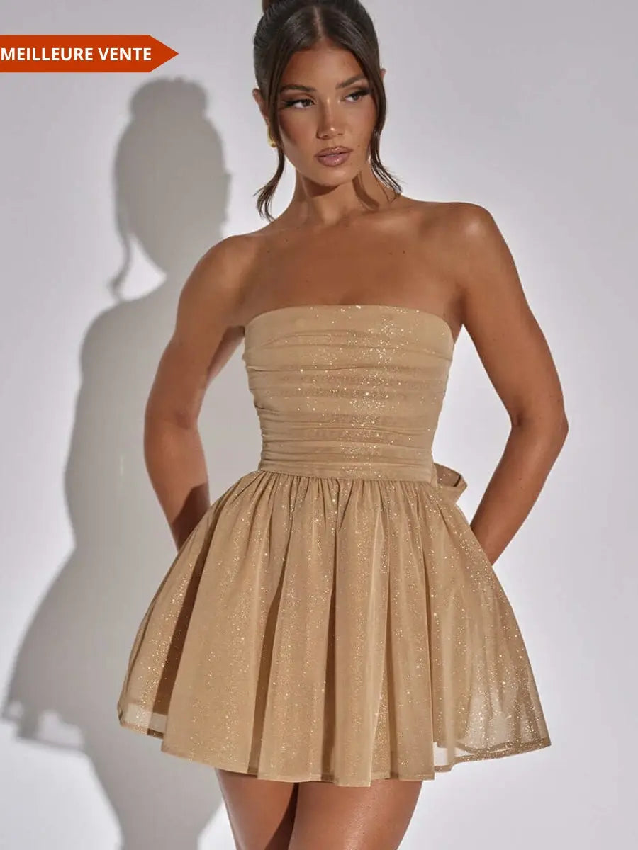 Robe mini en dentelle avec dos noué - ComfySweet
