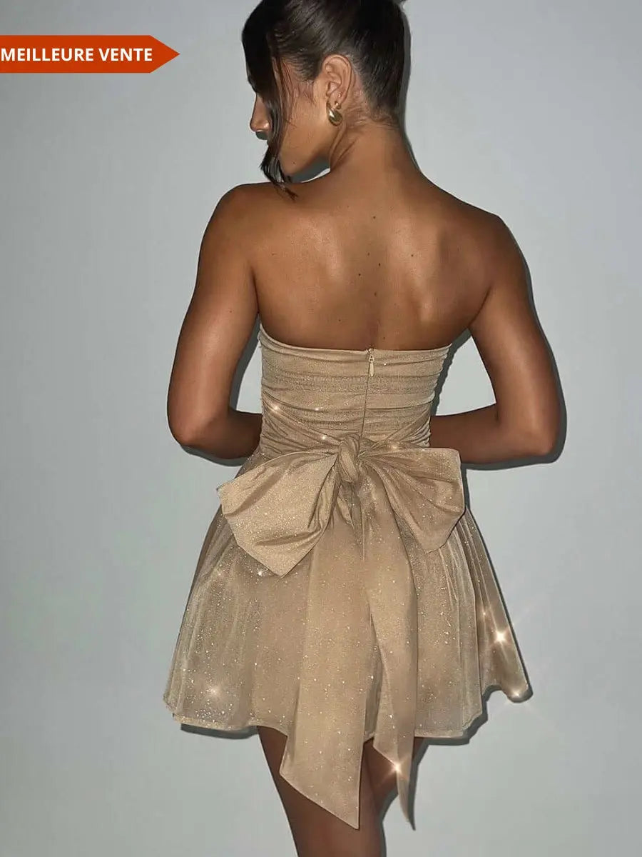 Robe mini en dentelle avec dos noué - ComfySweet