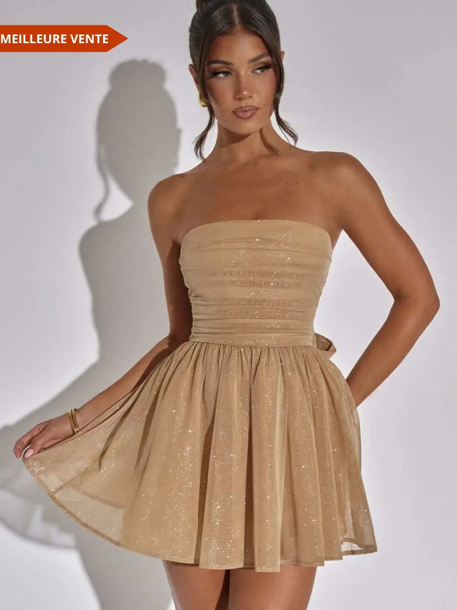 Robe mini en dentelle avec dos noué - ComfySweet