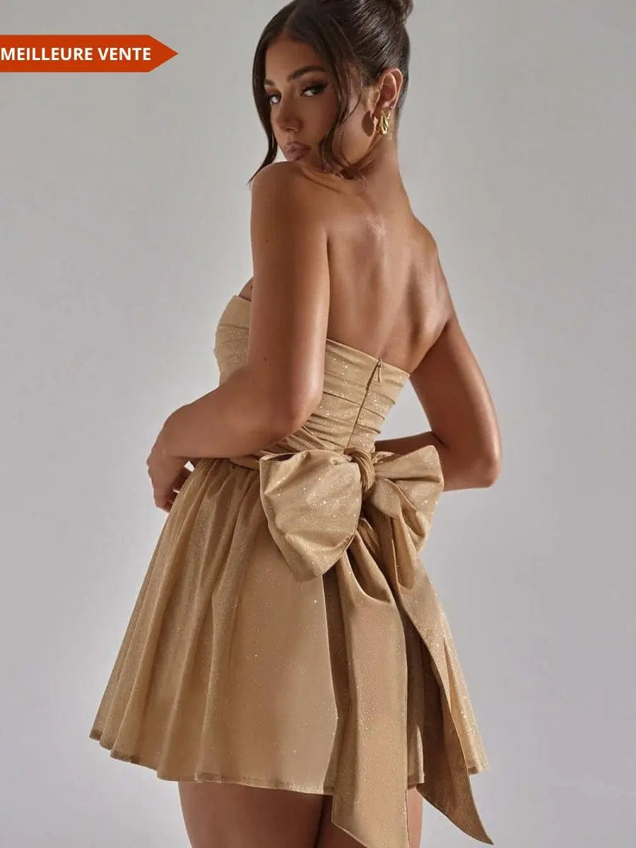 Robe mini en dentelle avec dos noué - ComfySweet