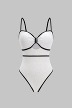 Maillot 1 pièce texturé noir & blanc