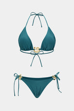 Ensemble bikini à nouer décor métallique