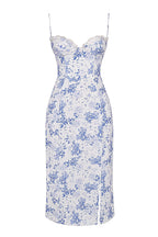 Mélina Robe midi à imprimé floral bleu