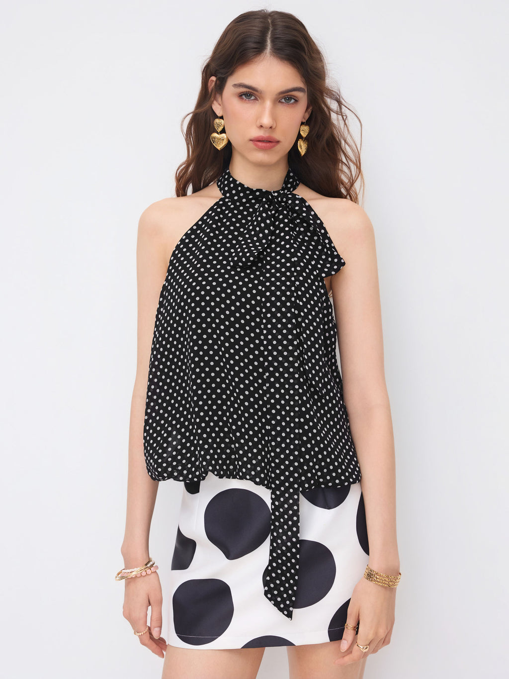 Top dos nu fluide à pois noué