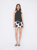 Top dos nu fluide à pois noué