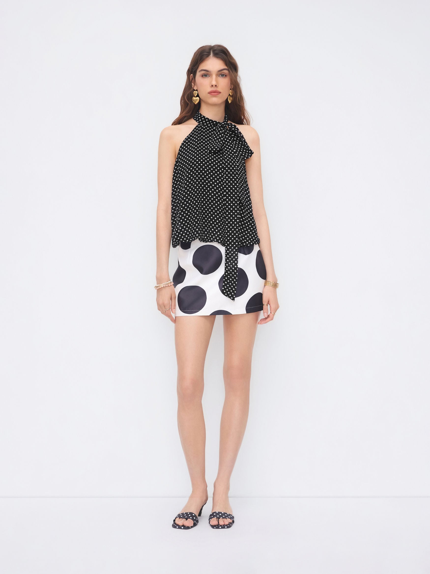 Top dos nu fluide à pois noué