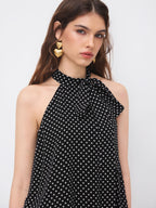 Top dos nu fluide à pois noué