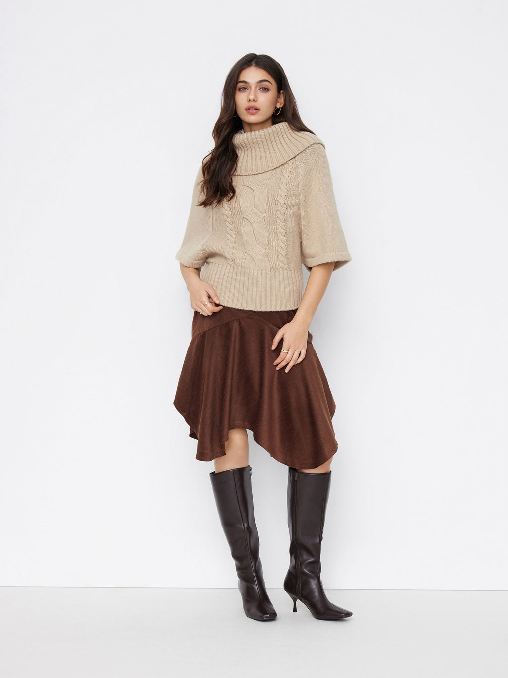 Hauts à col roulé à maille câblée oversize