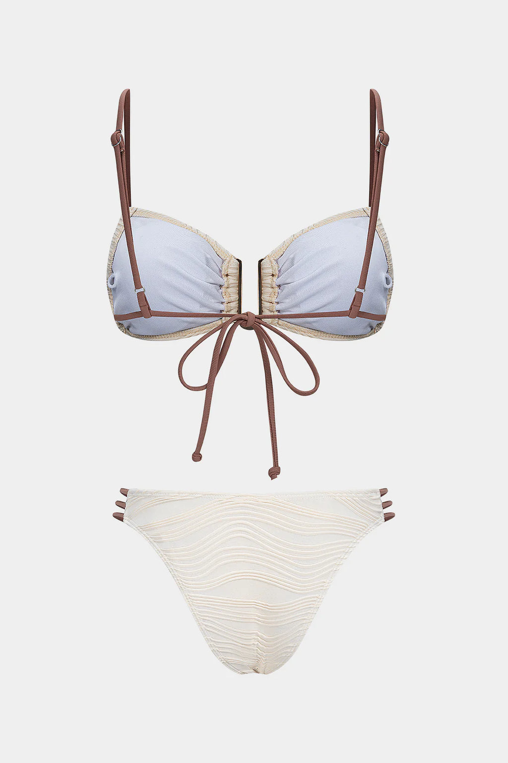 Bikini texturé à détail central métallique