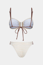 Bikini texturé à détail central métallique